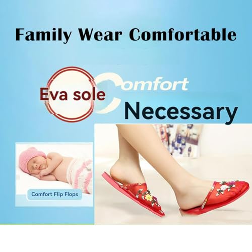Chinese Slippers for Women, Mesh Bamboo Flats Floral Slippers, Breathable Home Comfort Chinese Style Sandal3