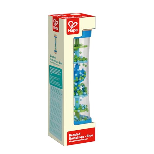 Hape Regenmacher – blau, Musikspielzeug aus Holz für Kleinkinder, beruhigende Regenklänge, Förderung von Motorik und Sinnen, ab 0 Monaten