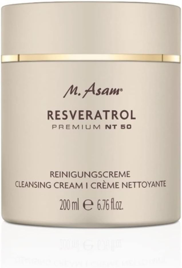 M. Asam Resveratrol Premium NT50 Cleansing Cream 200ml   Anti-Aging Facial Cleanser frees the skin from impurities & refreshes stressed, face wash for tired skin for a youthful glow, facial care