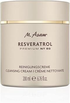 M. Asam Resveratrol Premium NT50 Cleansing Cream 200ml   Anti-Aging Facial Cleanser frees the skin from impurities & refreshes stressed, face wash for tired skin for a youthful glow, facial care