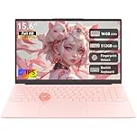 Auusda 2026 15.6" FHD Laptop, 16GB RAM 512GB SSD, Win11 Compatible PC, Backlit Keyboard, Fingerprint Sensor, Type-C, Up to 8TB Storage, 6000mAh, Dual Core Processor, Business & Student Laptop, Pink