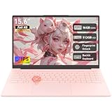 Auusda 2026 15.6" FHD Laptop, 16GB RAM 512GB SSD, Win11 Compatible PC, Backlit Keyboard, Fingerprint Sensor, Type-C, Up to 8TB Storage, 6000mAh, Dual Core Processor, Business & Student Laptop, Pink