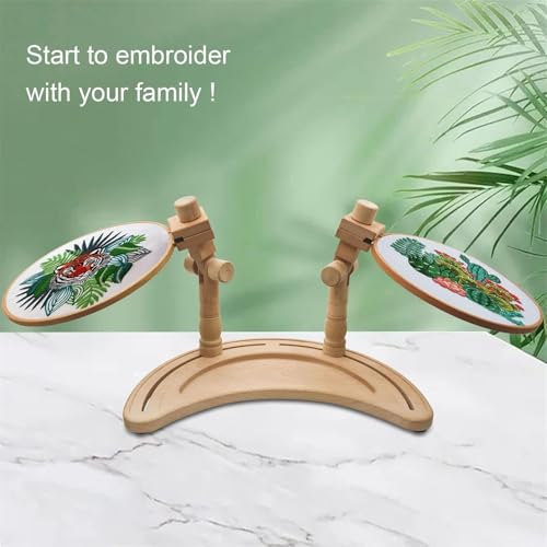 Soporte de aro de bordado de madera natural para arte de costura 7