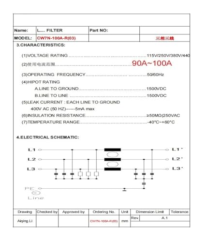Inversor servo filtro trifásico CW7N-10A-200A-R entrada CA 380V de tres cables 4