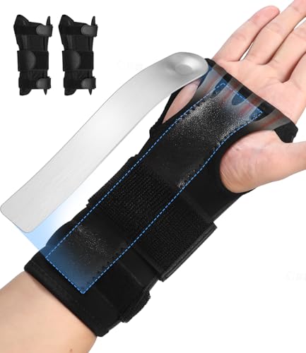 2 Pieza Muñequera Tunel Carpiano, Ferula Tunel Carpiano con Férulas Aluminio Extraíble,Muequera Tendinitis Mueca,Muñequera tendinitis para Túnel Carpiano, Esguinces y Torceduras, Artritis(L/Negro)
