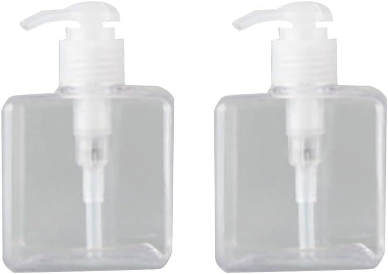 2 Pack 250ml Empty Plastic Pump Bottles for Liquid Soap Shampoo Body Wash Moisturizer Conditioner and Travel Storage Needs (Transparent)