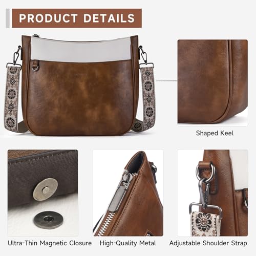 Image of 2PCS /Set Crossbody Bags for Women,Vegan Leather Hobo Purse Wallet For Women Set,Shoulder Bags With 2 Adjustable Strap
