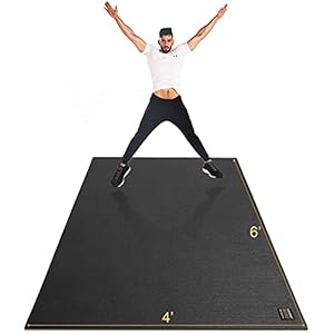 GXMMAT Large Exercise Mat 6’x4’/6’x5’/6’x6′(7mm), Thick Workout Mats for Home Gym Flooring, Extra Wide Non-Slip Durable Cardio Mat, Shoe Friendly, Perfect for Plyo, MMA, Jump Rope, Weights, Fitness