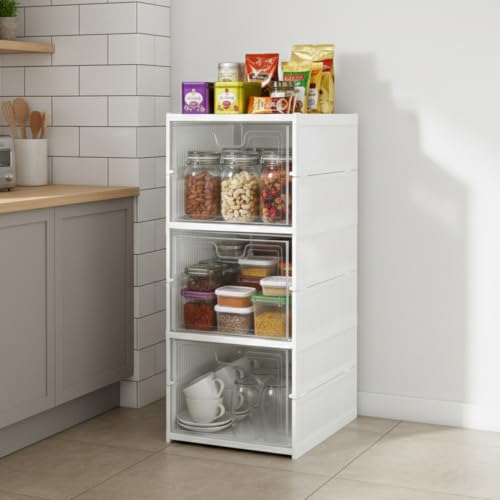 Image of Senego Trendy Home 3-Layer Foldable Cabinet Storage Organizer, White