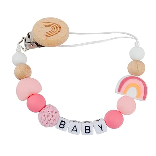 Suphelpu Personalized Pacifier Clip With Name, Custom Silicone Beaded Pacifier Clips For Boy Girl, Personalized Custom Baby Gifts For Newborn #TOP7