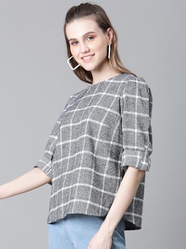 Image of oxolloxo Women's Checked Regular Fit Blouson