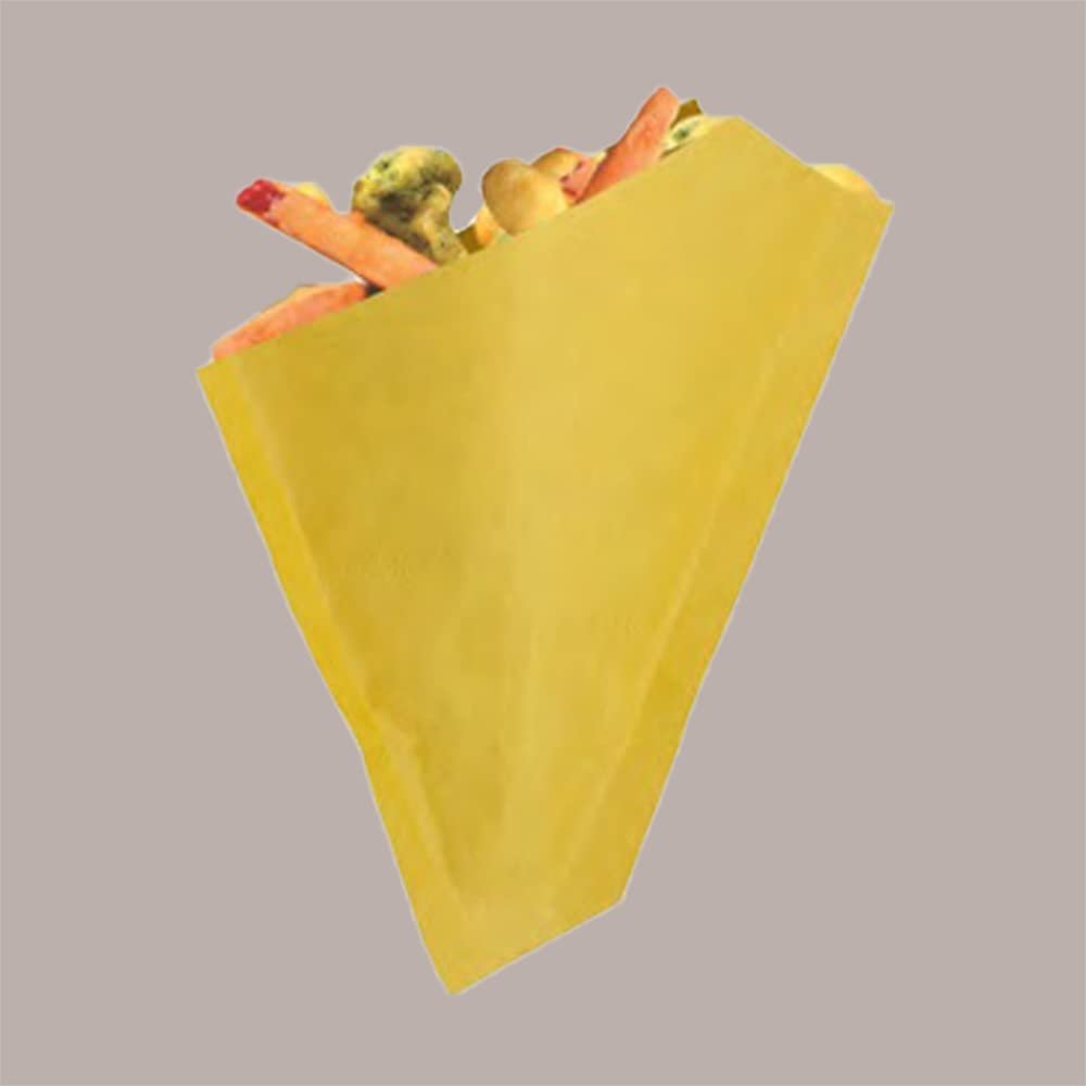 Lucgel Cono di Carta Gialla per Alimenti, 18,5 cm x 15,5 cm, Politenati, Confezione da 500 Pezzi