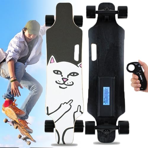Patineta EléCtrica Con Control Remoto, Patineta Cruiser Longboard Completa Para Adultos, Patineta EléCtrica Para Desplazamientos Diarios Con Asa De FáCil Transporte, Alcance De 15KM,F