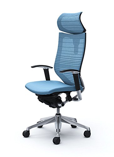 オカムラ デスクチェア オフィスチェア バロン 可動ヘッドレスト 可動肘 座クッション アクアブルー CP81BR-FGR4