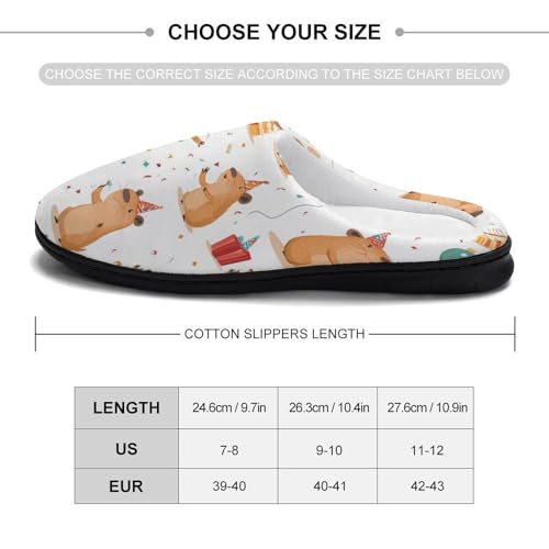 Cute Capybara Happy Birthday Women's Cotton Slippers Indoor Outdoor Slip-on Warm House Shoes with Anti-Skid Rubber Sole2