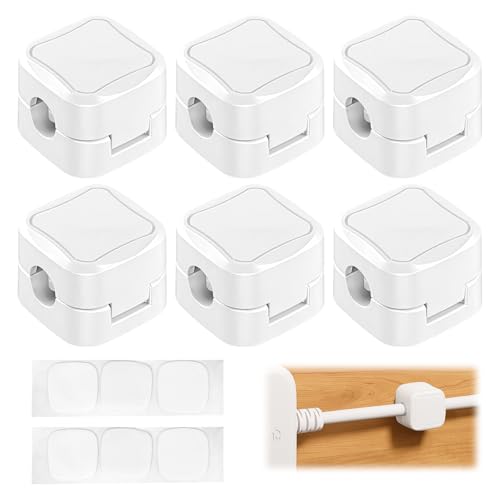 Soporte Magnético para Cables 6 Piezas, Organizador Cables con Fuerte Adhesión, Clips para Cables de Escritorio y Cargadores, Gestión de Cables Sin Taladro, Accesorio para USB, HDMI y Cables de Carga