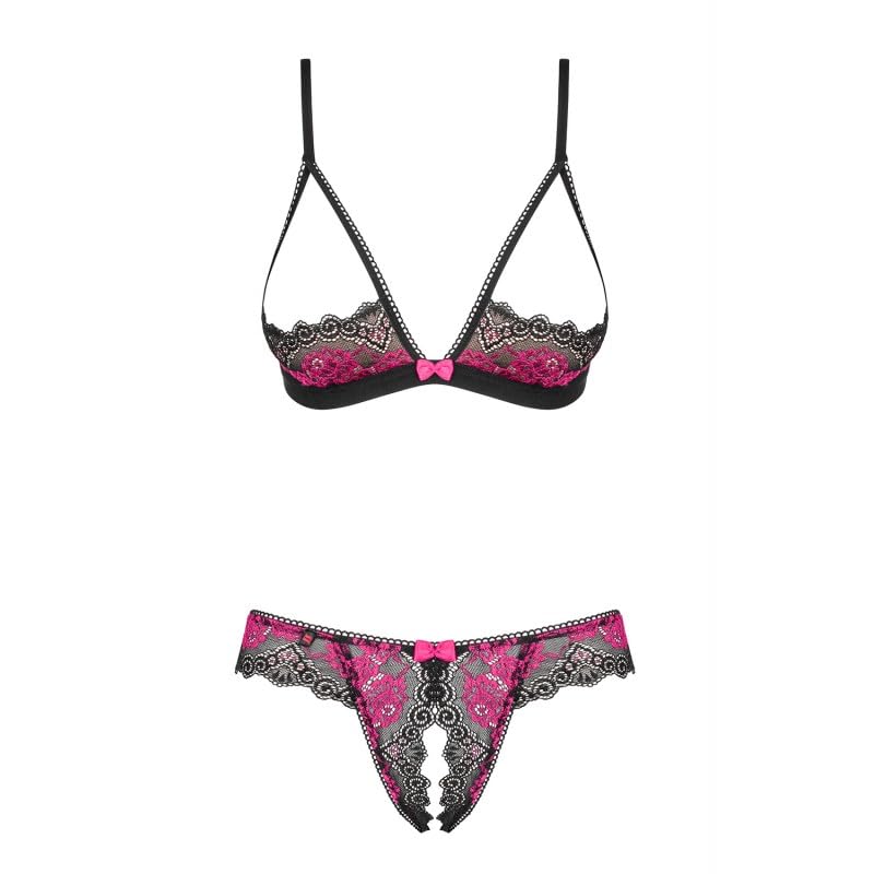Lingerie Obsessive Tulia noire XS/S en dentelle fine et coupe ouverte