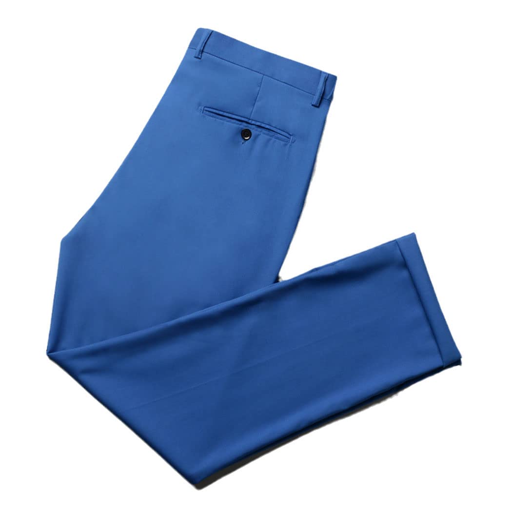 Primavera Leggero Allentato Dritto Pantaloni Estate Business Casual Pantaloni Da Lavoro Da Uomo Sottile, Blu reale, XL