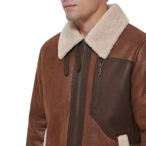 Image of DKNY Men's Faux Shearling Bomber Jacket With Faux Fur Collar