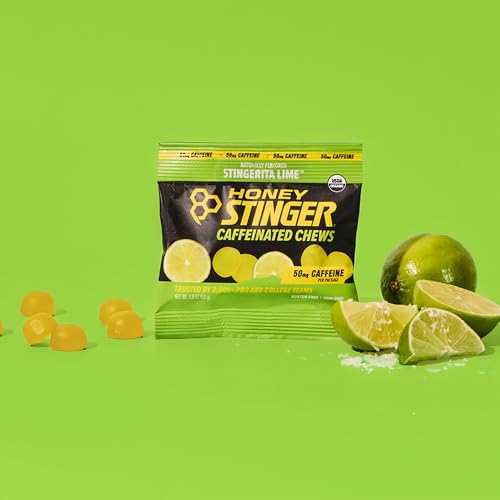 Image of Honey Stinger Stingerita Lime Caffeinated Energy Chew, Gluten Free, with Caffeine, for Exercise, Running and Performance, Sports Nutrition for Home & Gym, Pre and Mid Workout, 21.6 Ounces (Pack of 12) | sports-nutrition-endurance-and-energy-supplements