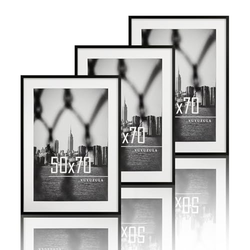 VUVUZELA Cadre Photo 50 x 70 cm Noir Ensemble de 3 Cadres Photo avec Fixation Cadre Affiche