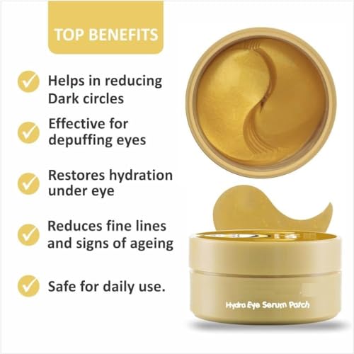 Image of Hydra Under Eye Serum Patches For Dark Circles Fine Lines & Wrinkles|Pack Of 60 Patches 30 Pairs (GOLD)