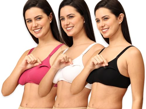 Image of The Mom Store Mom Nursing Bra | Full Coverage Non Padded Bra | Feeding Bra | Maternity Bra | Non Wired Bra | Cotton Blend