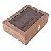 Produktbild P Prettyia Uhrenbox/Kasten für 10/12 Uhren-Aufbewahrung, Holz Uhrenschachtel Uhrenetui Uhrenvitrine mit Glasfenster, Verschließbar für Armbanduhren - 10 Slot Nussbaum