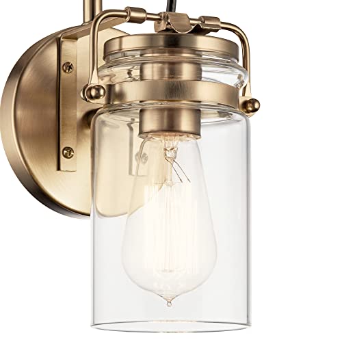 Image of KICHLER Brinley 11.5 inch 1 Light Wall Sconce with Clear Glass Brushed Nickel