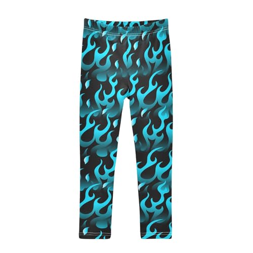 Toddler Girls Leggings Full Length Pants Cool Blue Flame Active Leggings for Girls 6T