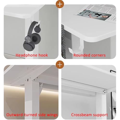 Bureau assis-debout réglable structure en I stable bicolore gris et blanc 80cm - 6