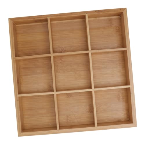 Beaupretty 竹製九宮格仕切り皿 小型仕切り付き野菜トレイ 自然素材の環境配慮型コンパートメント皿 実用的で多用途な割プレート