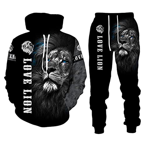Pull à capuche lion 3D et ensemble de sport homme pour vos sorties urbaines