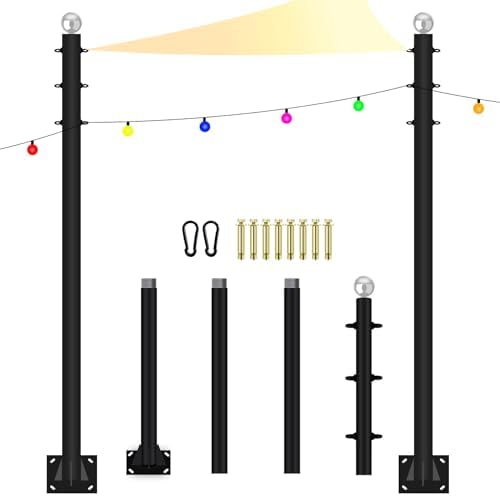 Sun Shade Sail Poles 10FT Outdoor Shade Sail Pole Kit Heavy Duty Steel Post Support Awning Canopy for Deck Patio Outside Backyard(10FT,2pack)