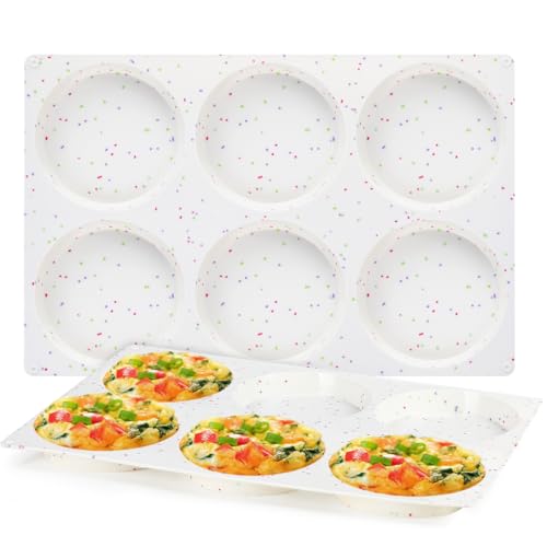 CAKETIME 4 Inch Muffin Top Pan Silicone Egg Molds for Breakfast Sandwiches Jumbo Round Baking Pan for Oven English muffins Whoopie Pies Corn Bread Egg bites Tarts 2 Pack Confetti