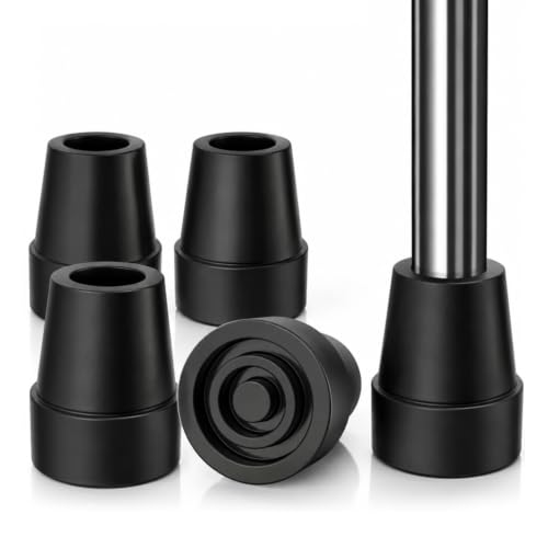 supregear Rubber Ferrules (4-Pack) 19mm Replacement Rubber End Caps for Walking Cane & Sticks Foot Pad Accessory Black