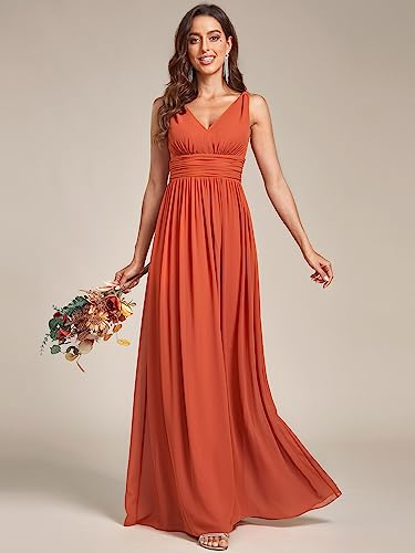 Image of Ever-Pretty Womens Bridesmaid Dress V-Neck Sleeveless A Line Chiffon Floor Length Formal Dress 09016