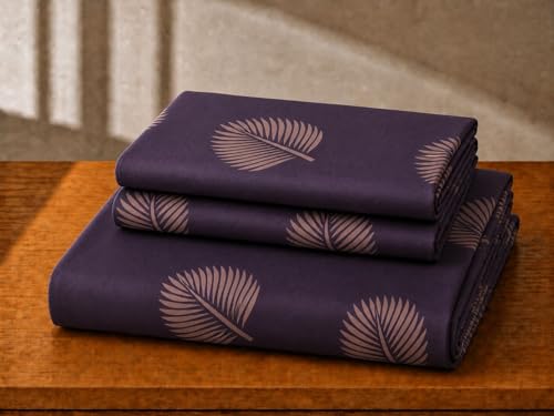 Image of Castiqa Elastic Fitted Supersoft Premium Polycotton 200TC King Size Bedsheet with 2 Pillow Covers (Fits up to 8 Inches Mattress) (Wine Shades, 72x78x8 Inch)