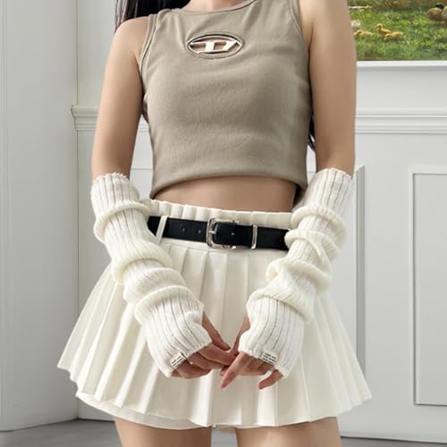 Arm Warmers Fashion Arm Sleeves Thumb Hole Wrist Warmer Long Fingerless Gloves3