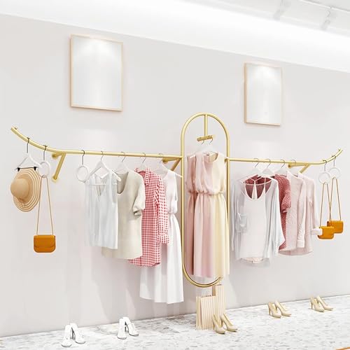Perchero de pared de metal selecto acabado oro para colecciones de moda 2
