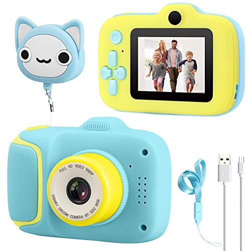 Dhaose Kids Camera, Children Digital Cameras With 2.0 inch IPS HD Screen 1080P Video Recorder Lanyard Anti-Drop Design Mini Supports Small Games USB Transfers Boys Girls Creative Festival gifts