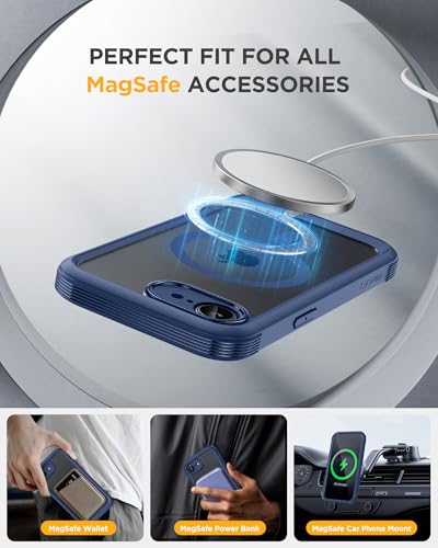 Image of miracase for iPhone 17e & 16e Case with Built-in Private Screen Protector, [Magnetic with MagSafe] Full-Body Phone Cover Military Drop Proof 17 E / 16 E Bumper 6.1 inch, Blue