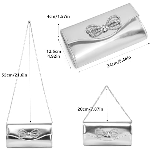 Image of Gurina Evening Clutch Purses for Women Formal Party Clutch Bags Cocktail Prom Shoulder Handbags Shiny Crystal Bow Flap Purses