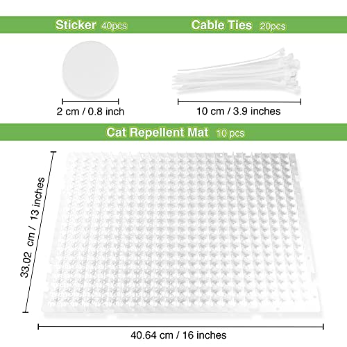 Hazieoo 10Pcs Cat Scat Mat With Spikes, Repellent Mat For Cat&Dog, Cat Deterrent Mat For Indoor & Outdoor To Keep Cats Out Of Yard Permanently-16X13 Inches #TOP2