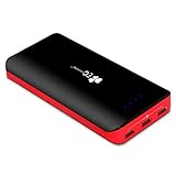 EC Technology 22400mAh モバイルバッテリー パワーバンク 3ポート 急速充電 インテリジェント電源管理IC 急速充電 2入力ポート付き ブラック&レッド