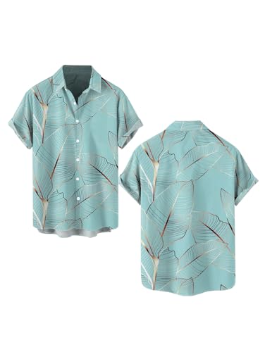 DRESSFO Matchable Couples' Outfit Gold Leaf Print Men's Shirt Or Women's Spaghetti Strap Dress4