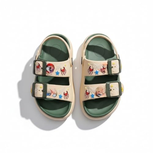 Image of Kids Sandals e, Beige and Green, Adjustable Buckle Straps, Comfortable