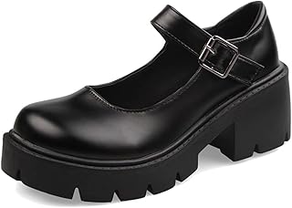 Womens Mary Jane Shoes Gothic Shoes Oxford Dress Shoes Round Toe Ankle Strap Platform Chunky Heel Pumps Shoes