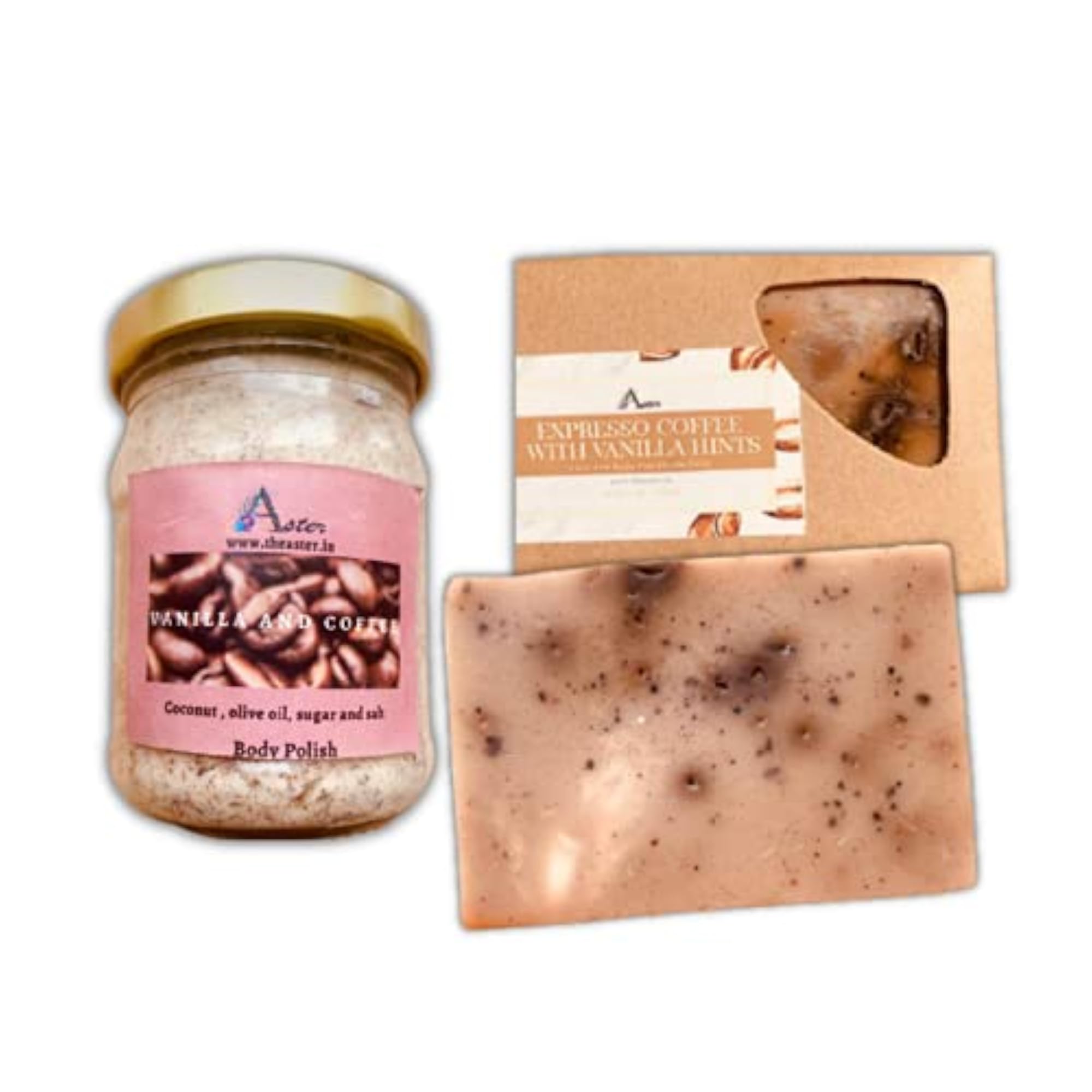 Natural Coffee and Vanilla Scrub with Handcrafted Soap