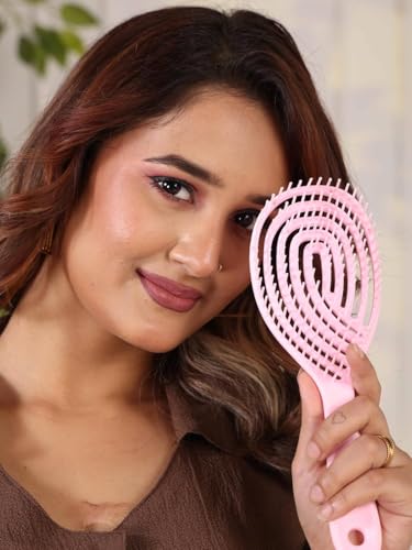 Image of KIMEE Premium Pink 3D Hair Brush for Styling, Detangling and Grooming for Men and Women |Straightens & Detangles Curly Hairs | Reduces Hair Breakage and Promotes Hair Growth | Best Hair Brush for All Hair Types Assorted